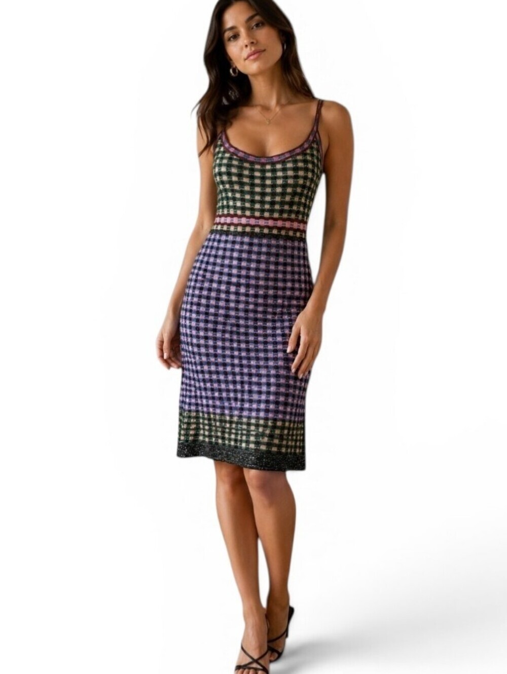 Vintage M MISSONI Textured Knit Multicolor Sleeveless Dress.Made In Italy.Size 4 - Picture 1 of 16